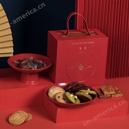 2023年新年礼盒圣诞节伴手礼盒手提中国红色硬卡纸彩盒礼品包装盒
