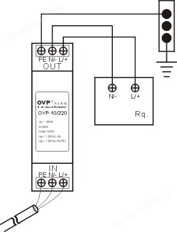 OVP-D类电源防雷器安装接线图