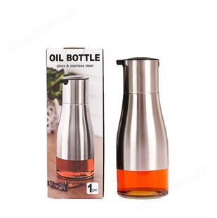 油醋瓶 厨房油壶 玻璃调味瓶 可控玻璃不锈钢调味罐 密封油壶