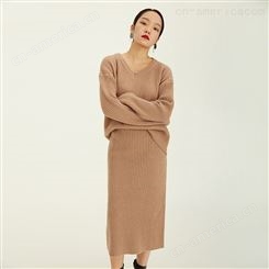 FROMATTITUDE毛衣女秋冬韩版2018新款套头毛线裙两件套半身裙套装