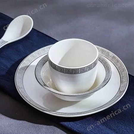 酒店用品餐具 会所中式餐厅创意陶瓷摆盘 耐热汤盘味碟茶杯汤勺
